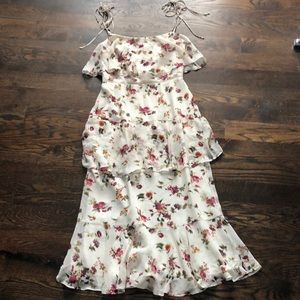 WAYF Tiered Floral Midi Dress